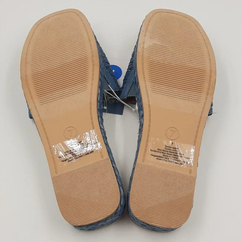 Universal Thread Woven Slip On Blue Sandals Size 7